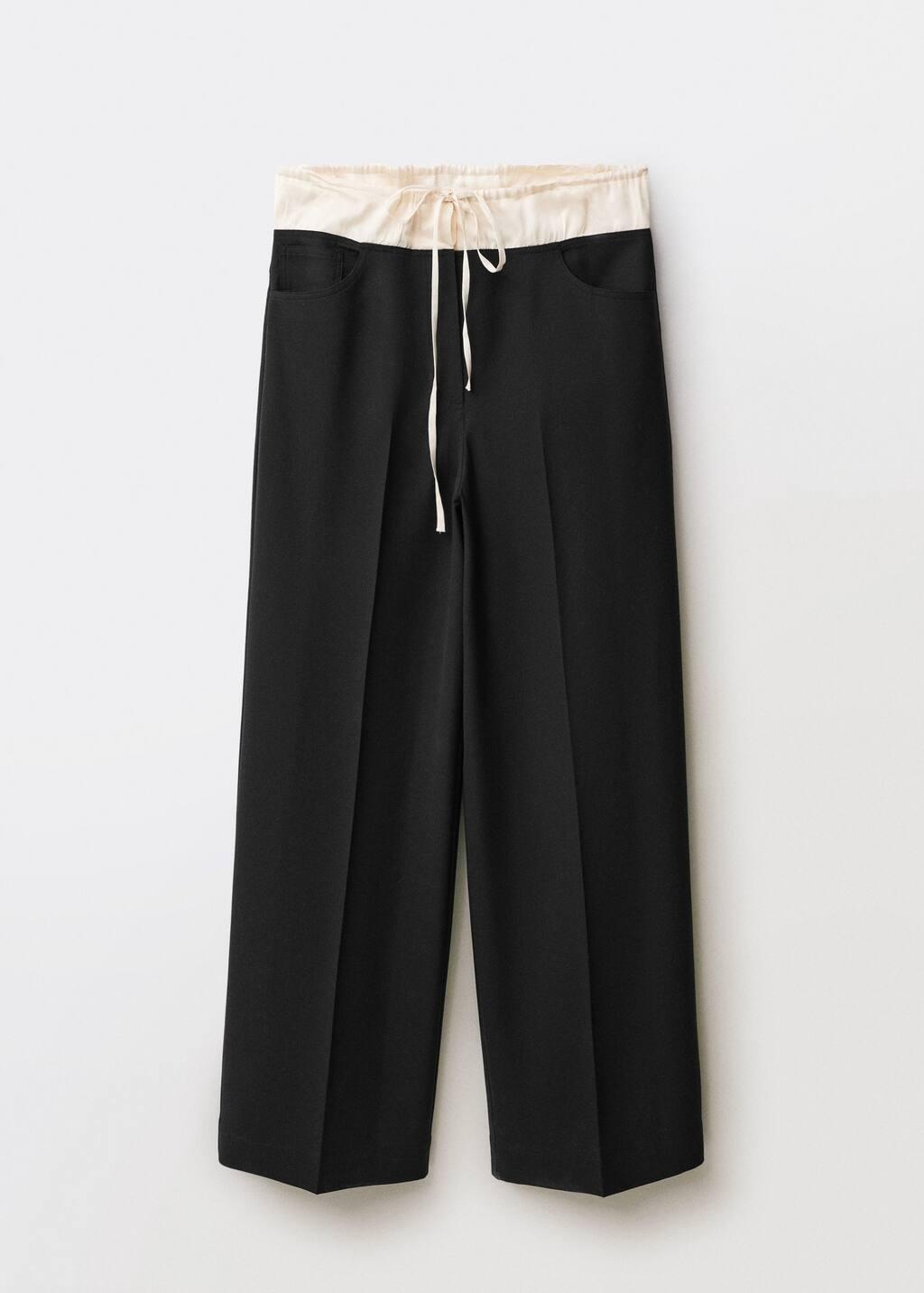 Black Combined Wool-Blend Jogger Trousers, , large image number 3