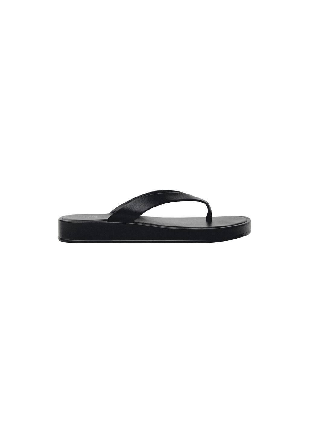 Black Leather Straps Sandals, , large image number 2