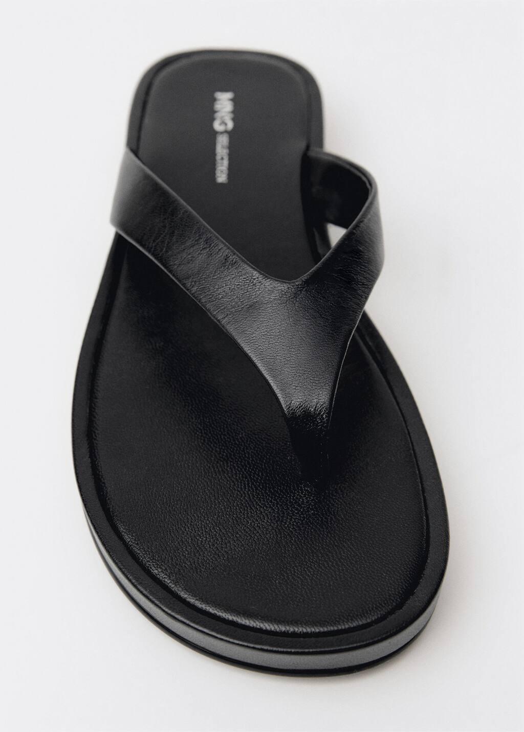 Black Leather Straps Sandals, , large image number 3