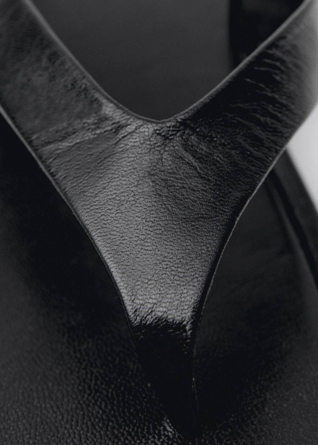 Black Leather Straps Sandals, , large image number 5