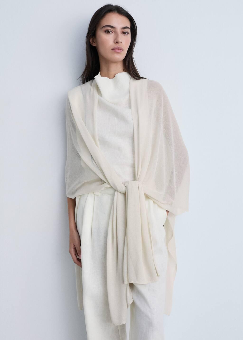 White Fine Knit Long Cardigan, , large image number 1