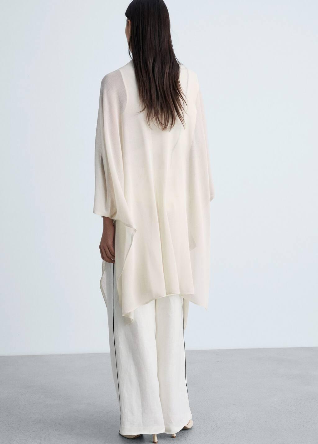 White Fine Knit Long Cardigan, , large image number 6