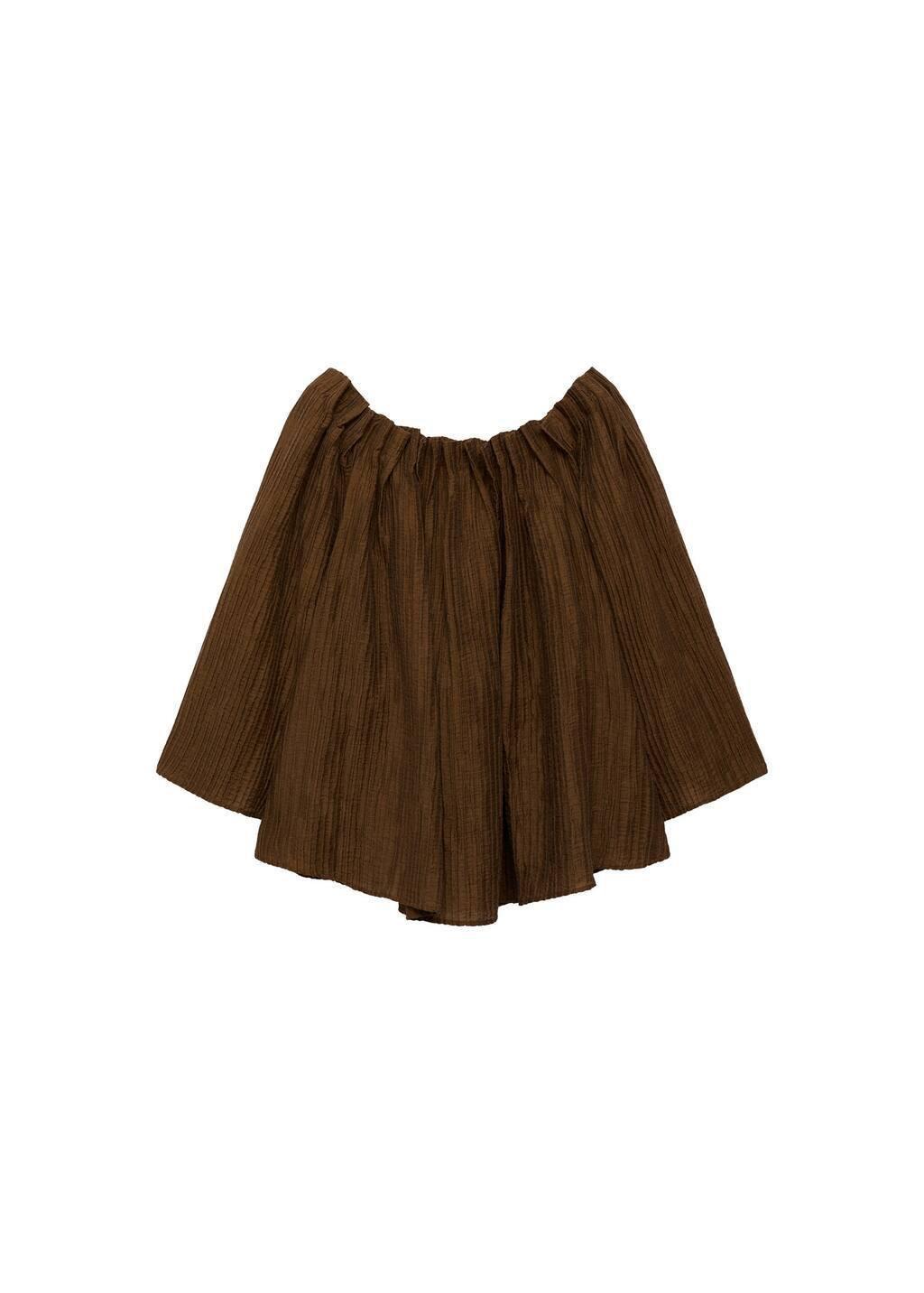 Brown Textured Gathered Blouse, , large image number 2