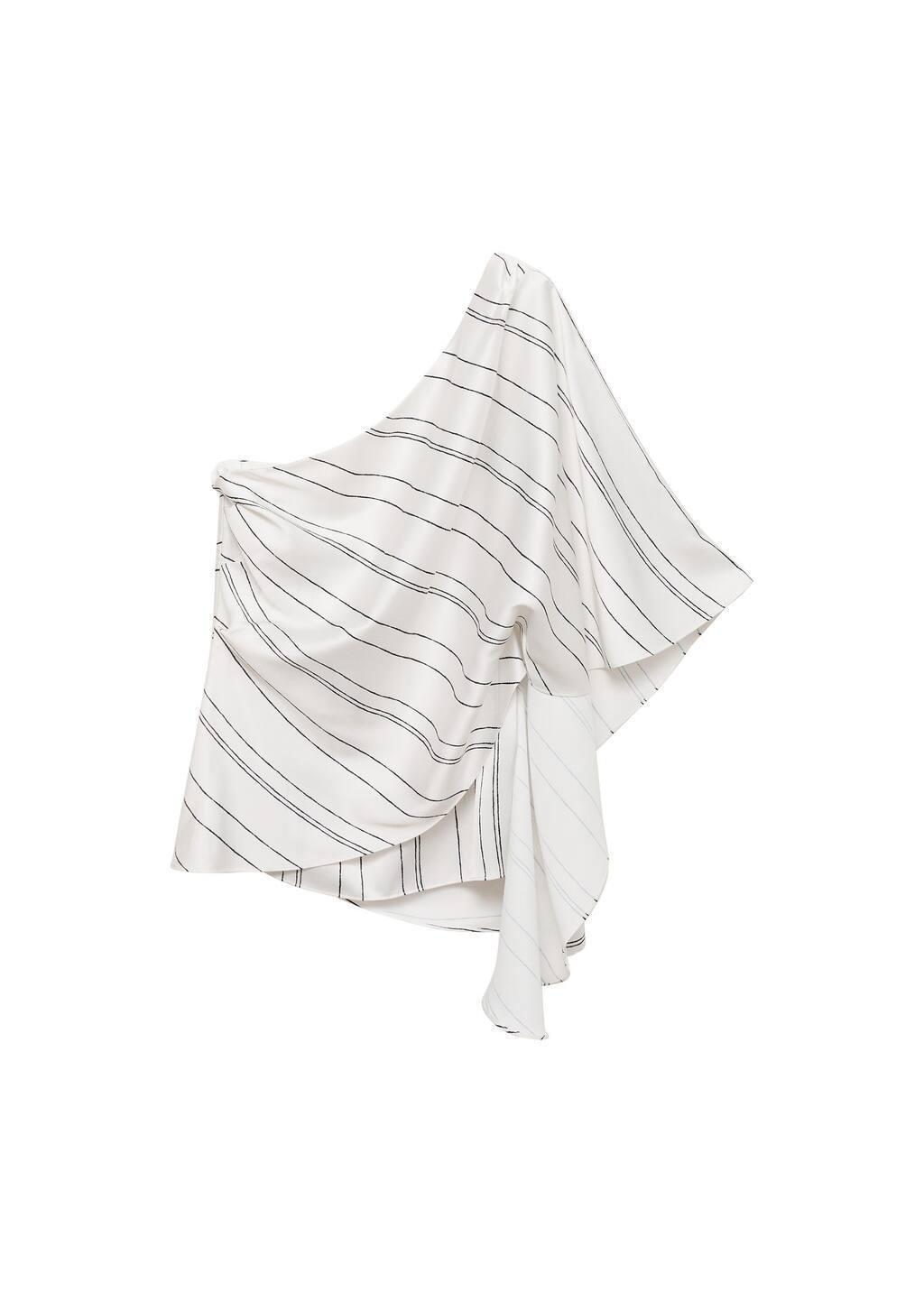 White Asymmetrical Striped Blouse, , large image number 2