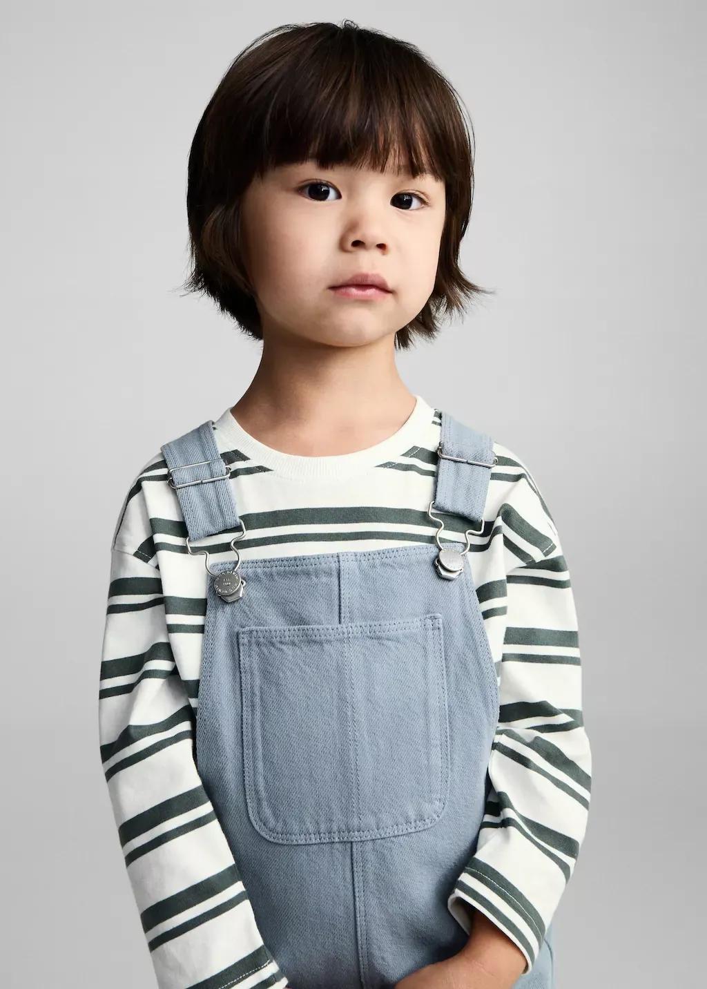 Blue Long Denim Overalls With Pocket, Baby Boy, , medium