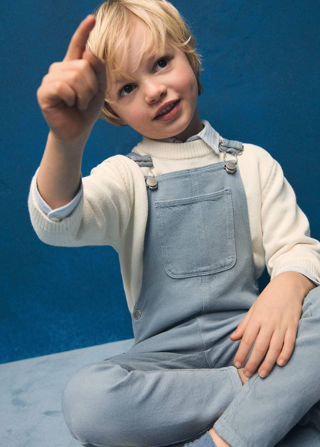 Blue Long Denim Overalls With Pocket, Baby Boy, , large image number 3