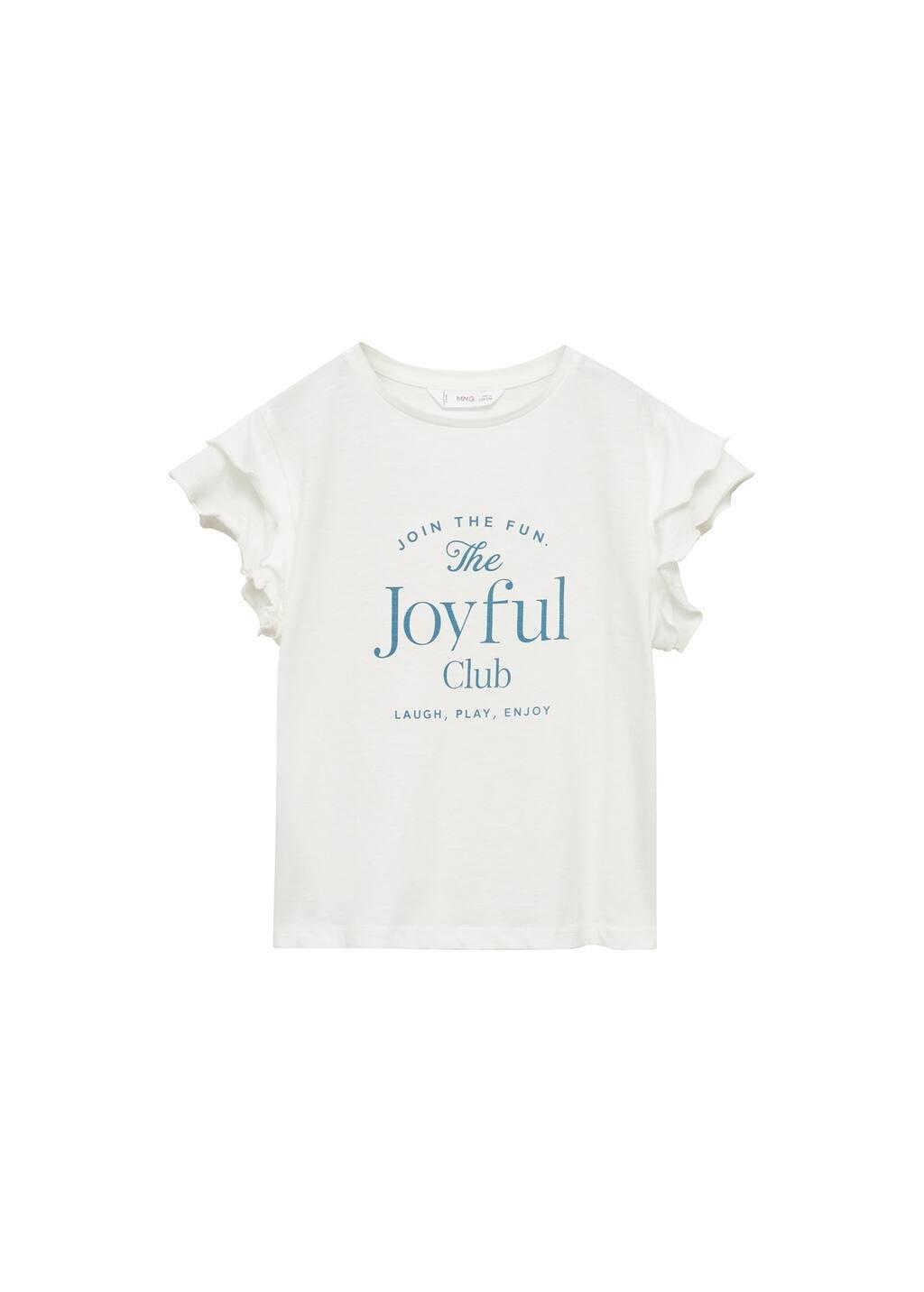White Ruffled Printed T-Shirt, Kids Girl, , large image number 2