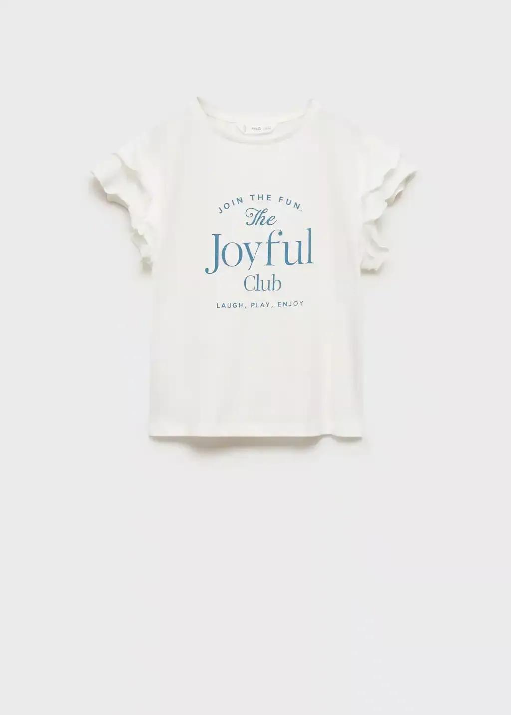 White Ruffled Printed T-Shirt, Kids Girl, , large image number 4