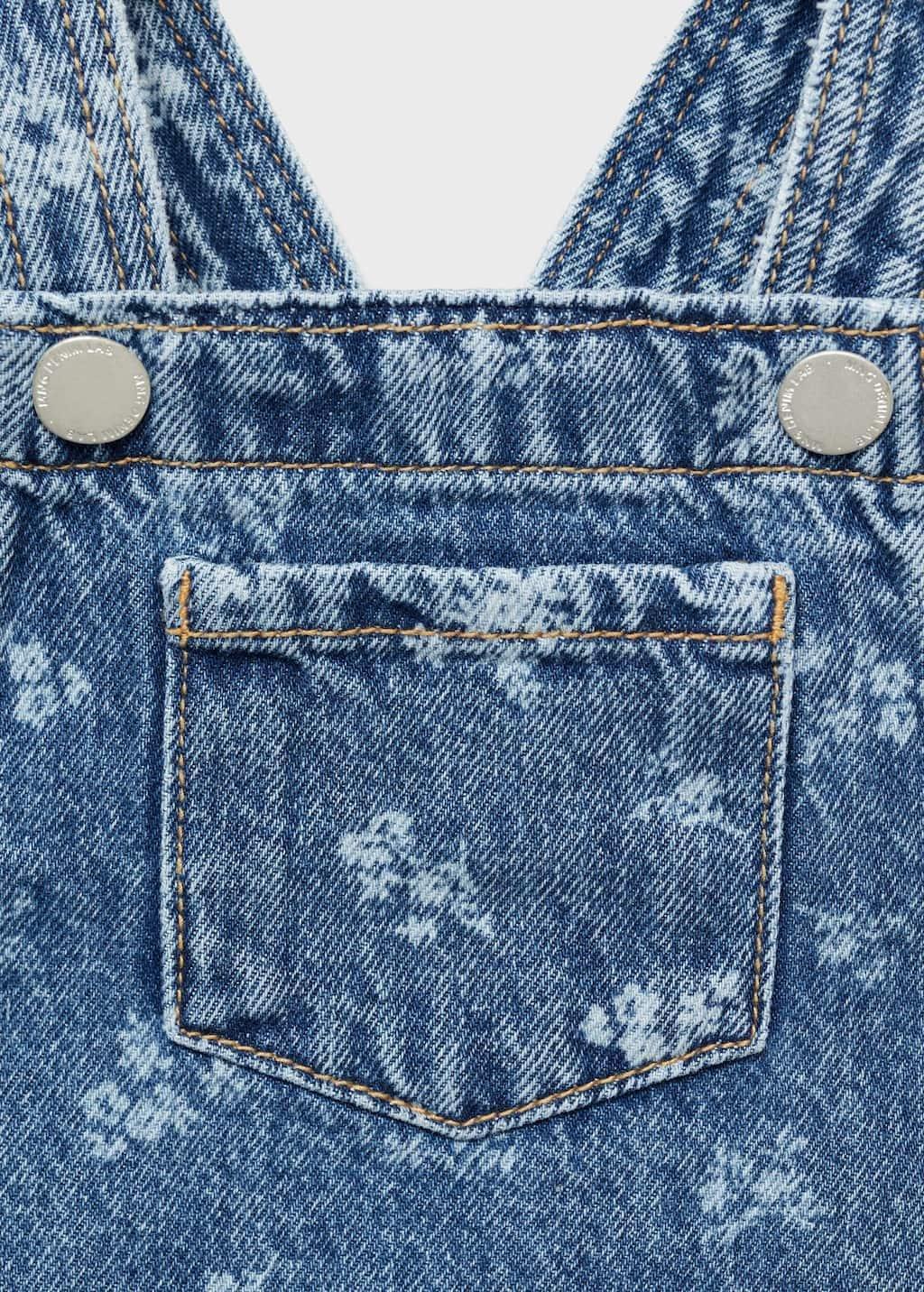 Blue Printed Denim Pinafore Dress, Kids Girls, , large image number 2