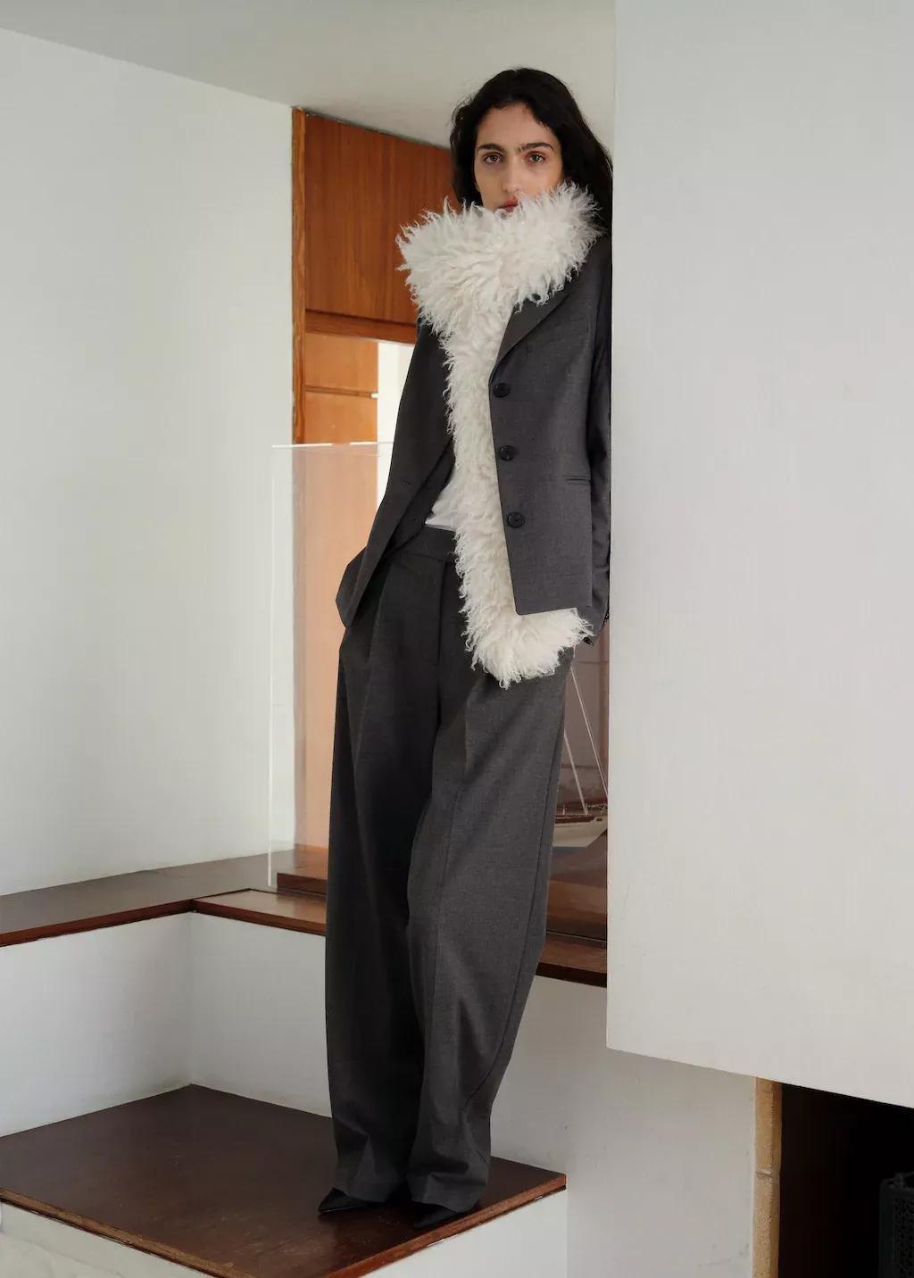 Grey Straight Button Suit Blazer, , large image number 1