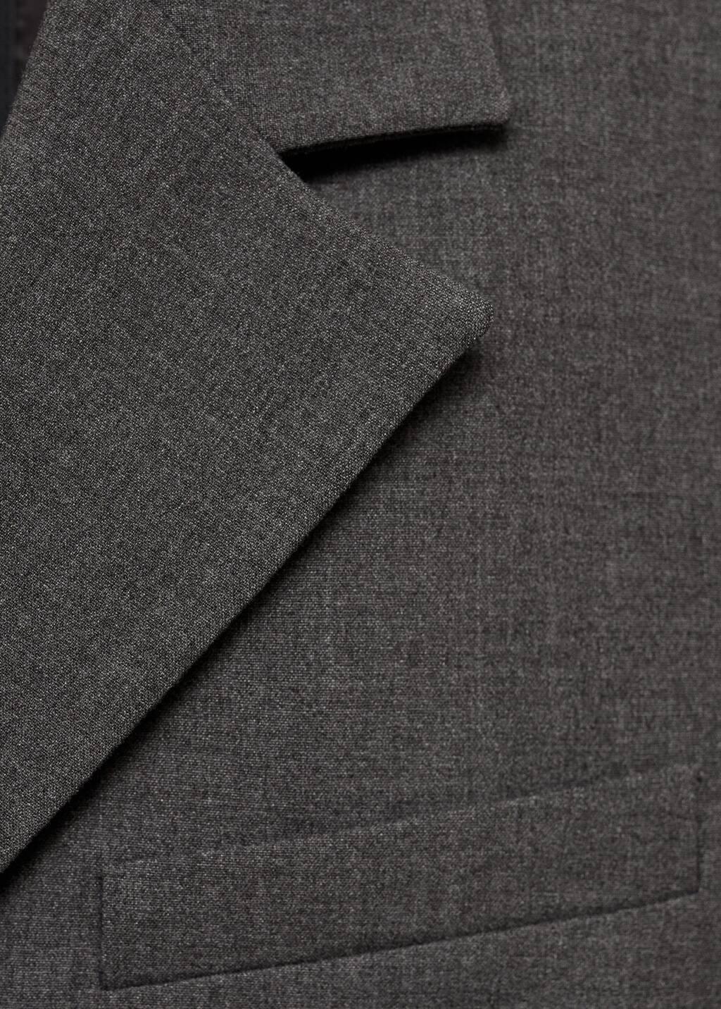 Grey Straight Button Suit Blazer, , large image number 3