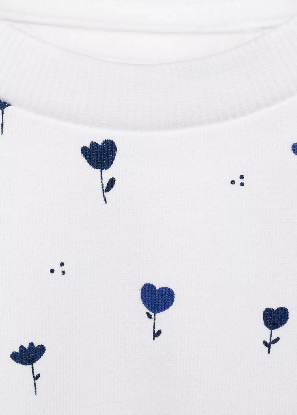 White Printed Cotton Sweatshirt, Baby Girl, , large image number 1