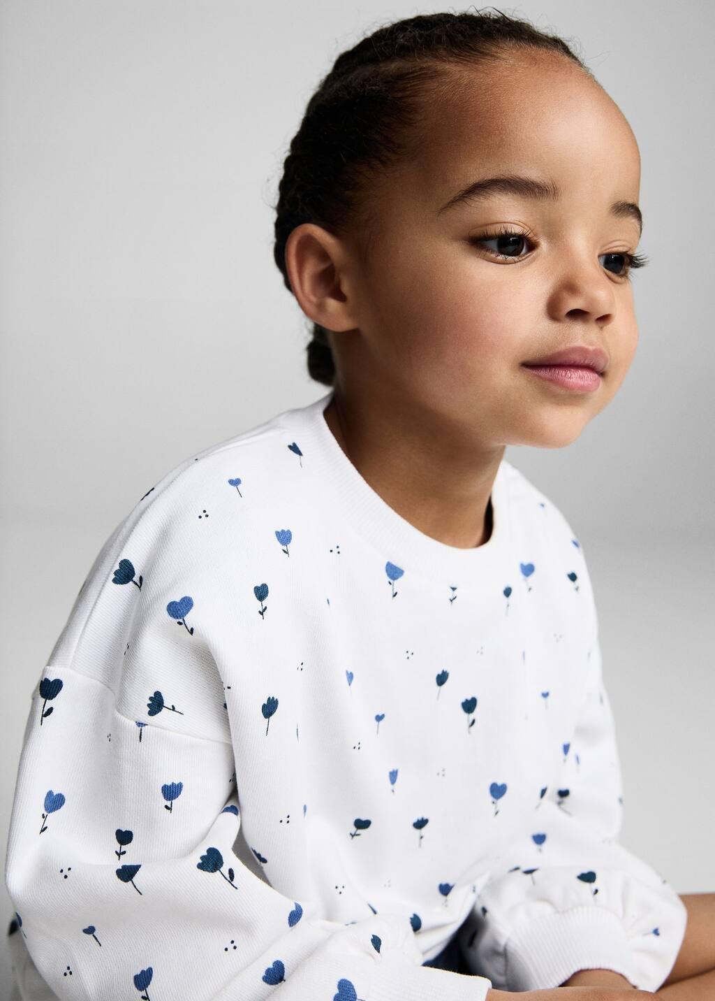 White Printed Cotton Sweatshirt, Baby Girl, , large image number 3