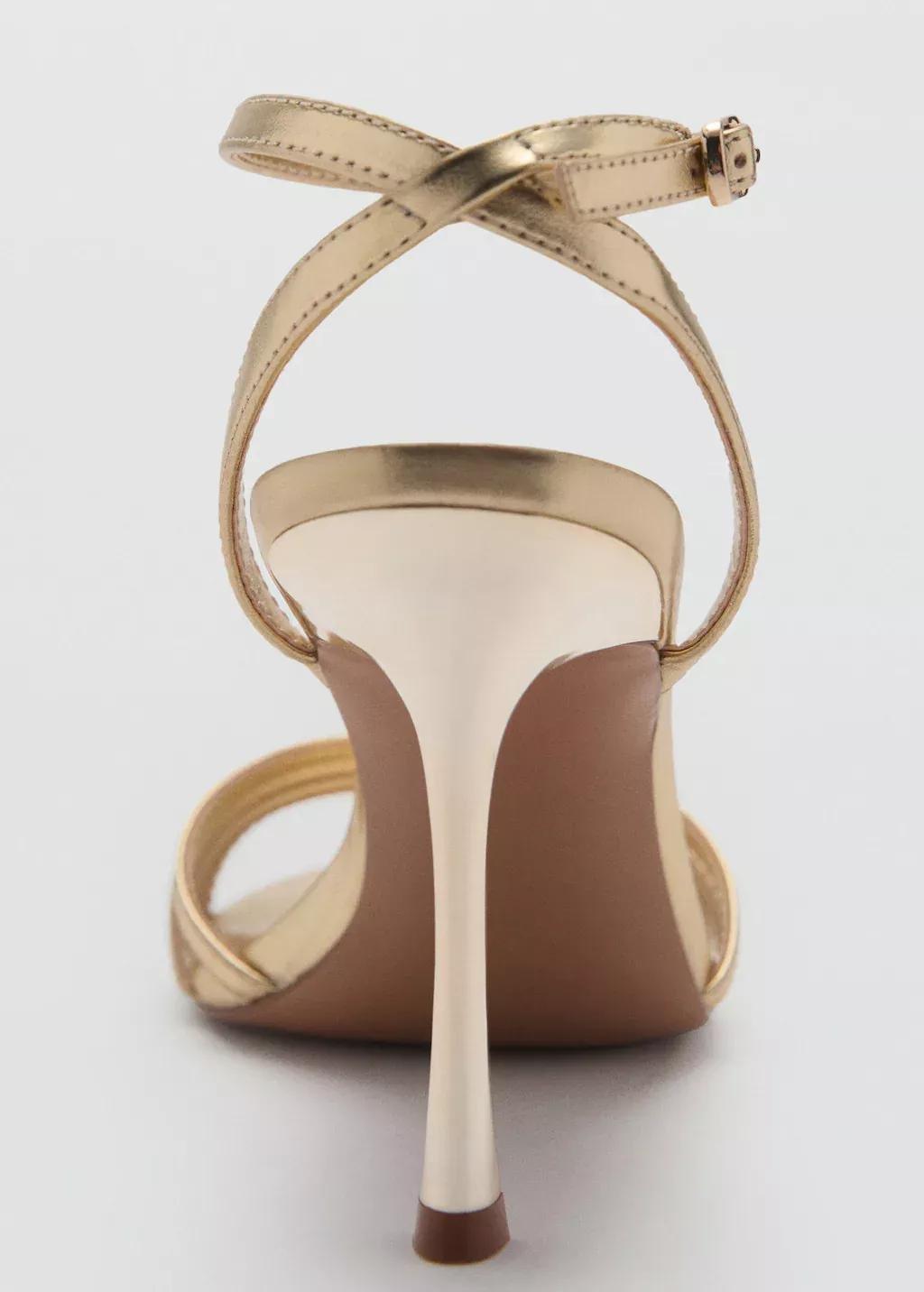 Gold Combined Strap Heeled Sandal, , large image number 1