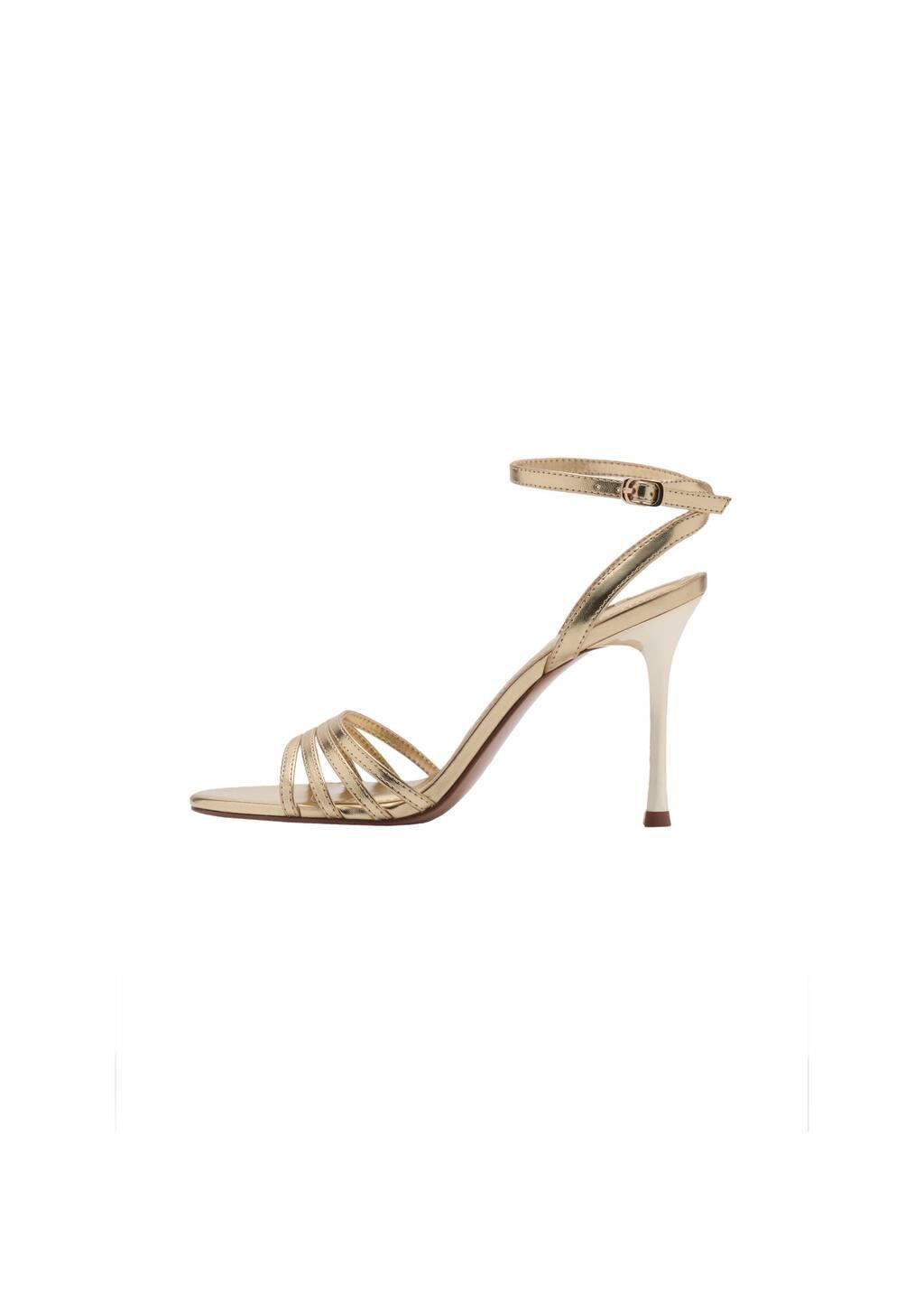 Gold Combined Strap Heeled Sandal, , large image number 2