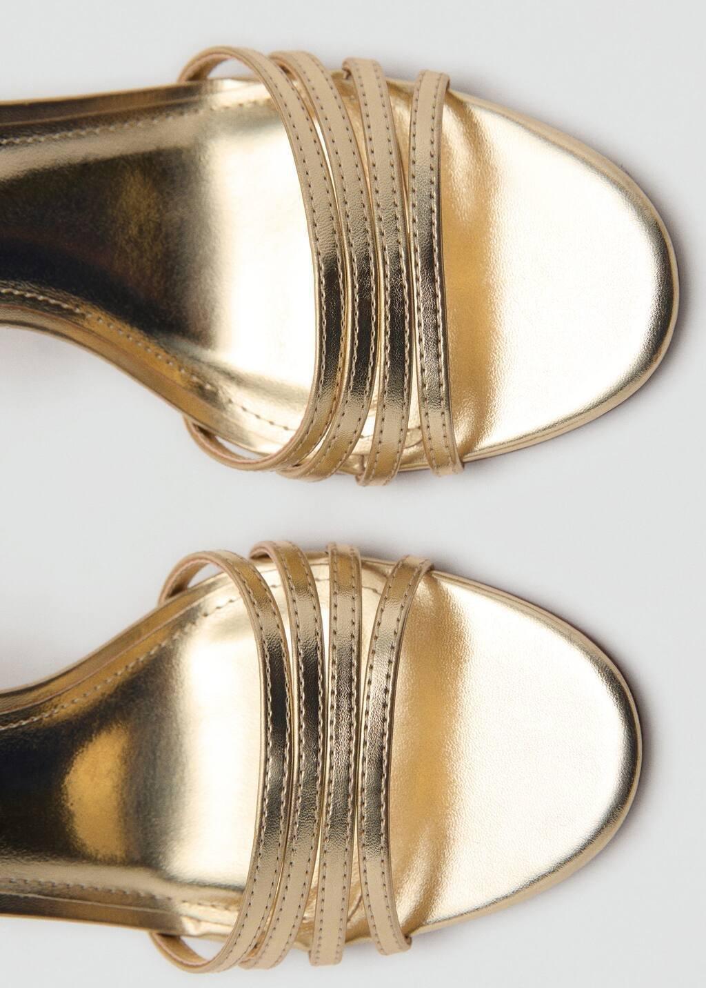 Gold Combined Strap Heeled Sandal, , large image number 3