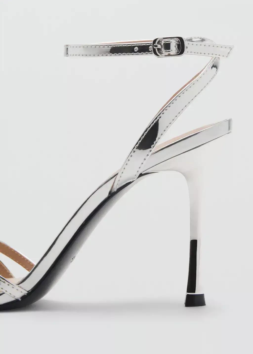 Silver Combined Strap Heeled Sandal, , large image number 1