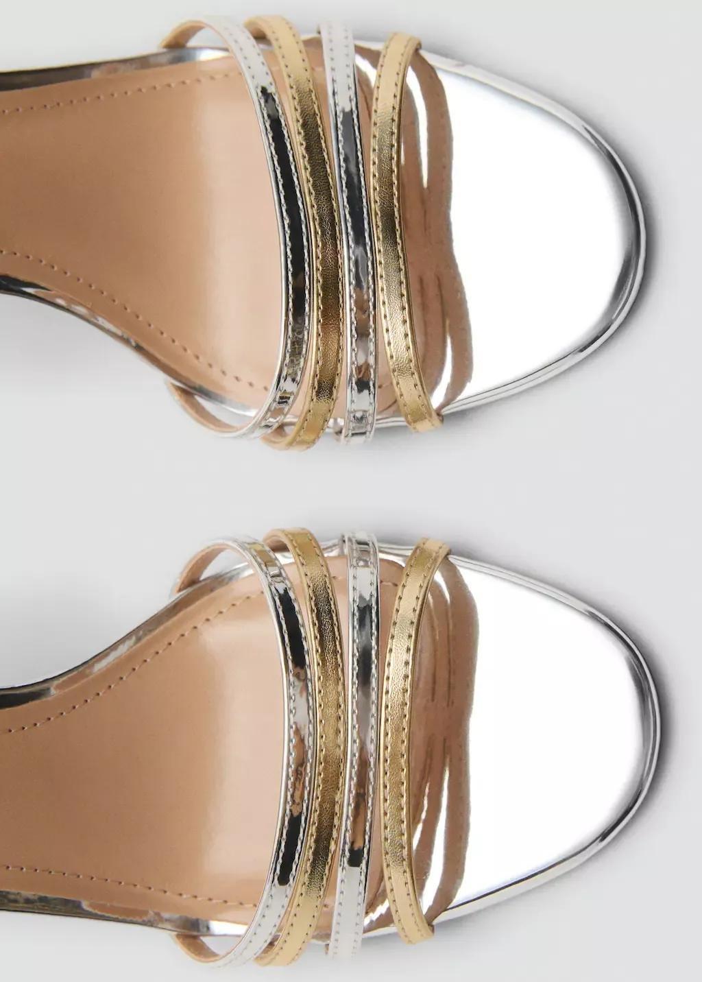 Silver Combined Strap Heeled Sandal, , large image number 3