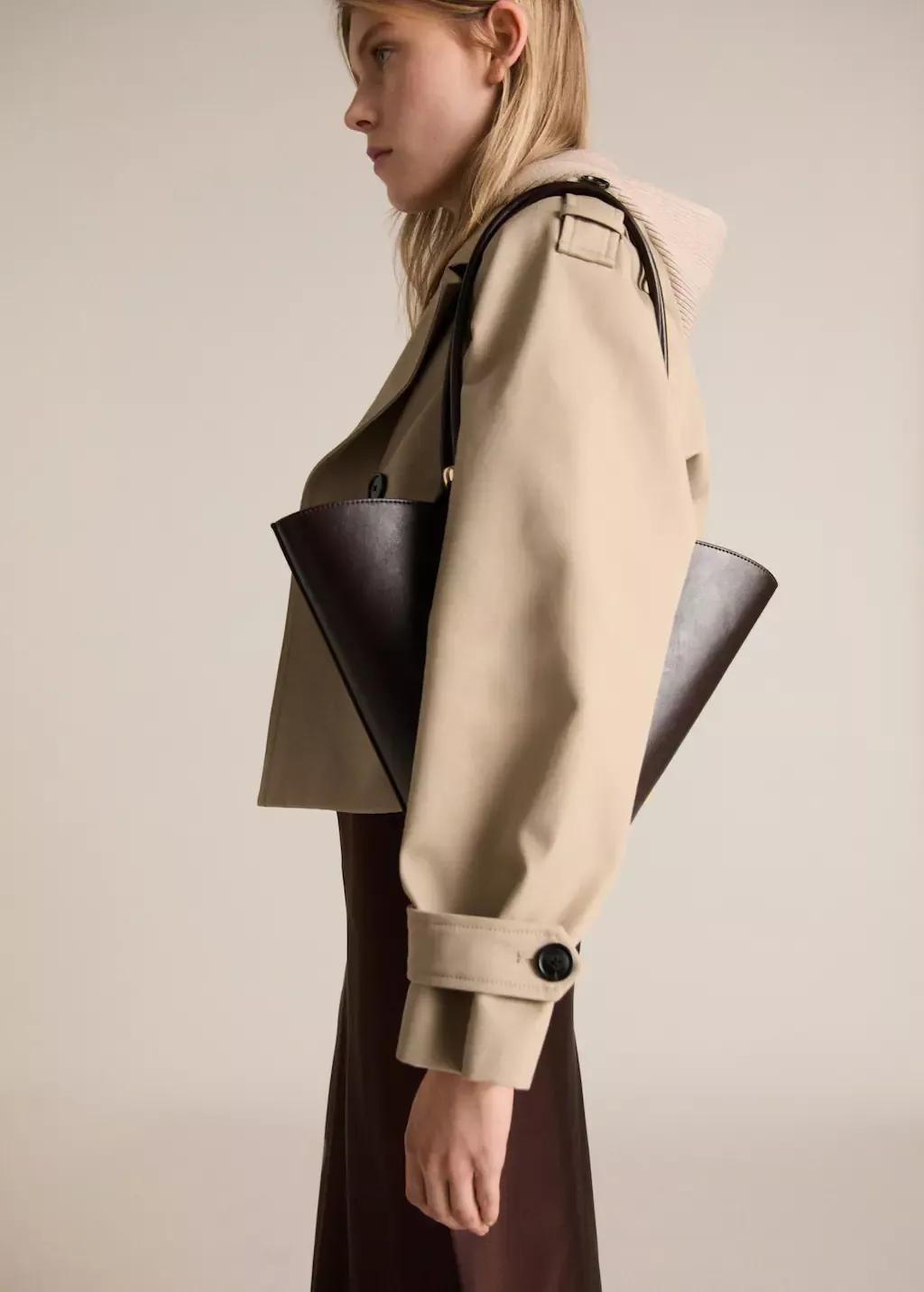 Brown Double-Breasted Jacket With Lapels, , large image number 0