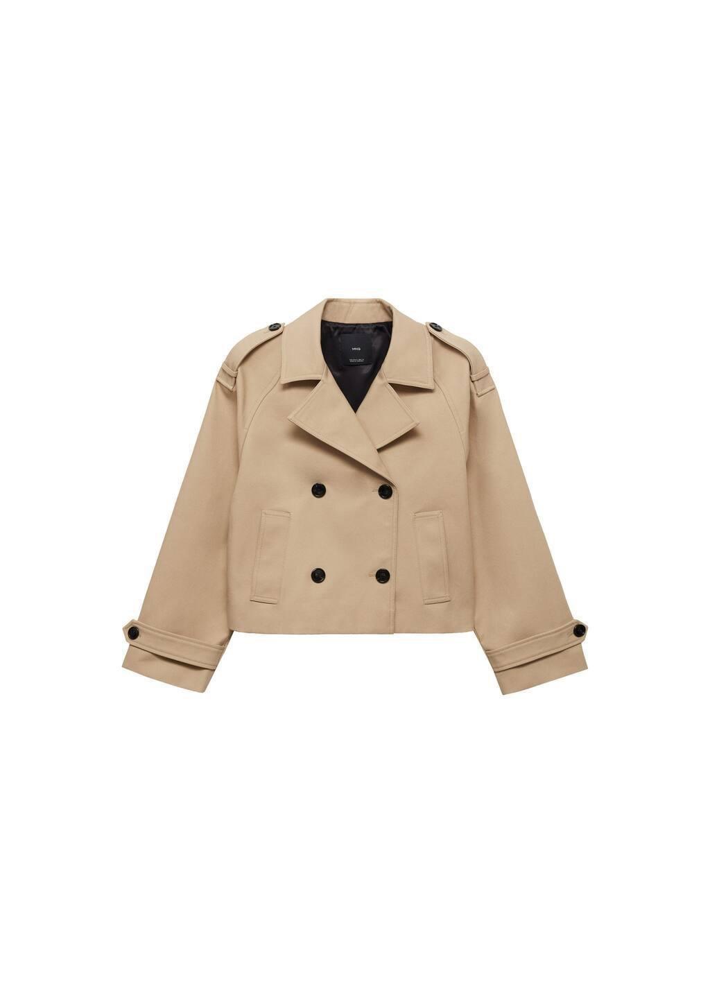 Brown Double-Breasted Jacket With Lapels, , large image number 2