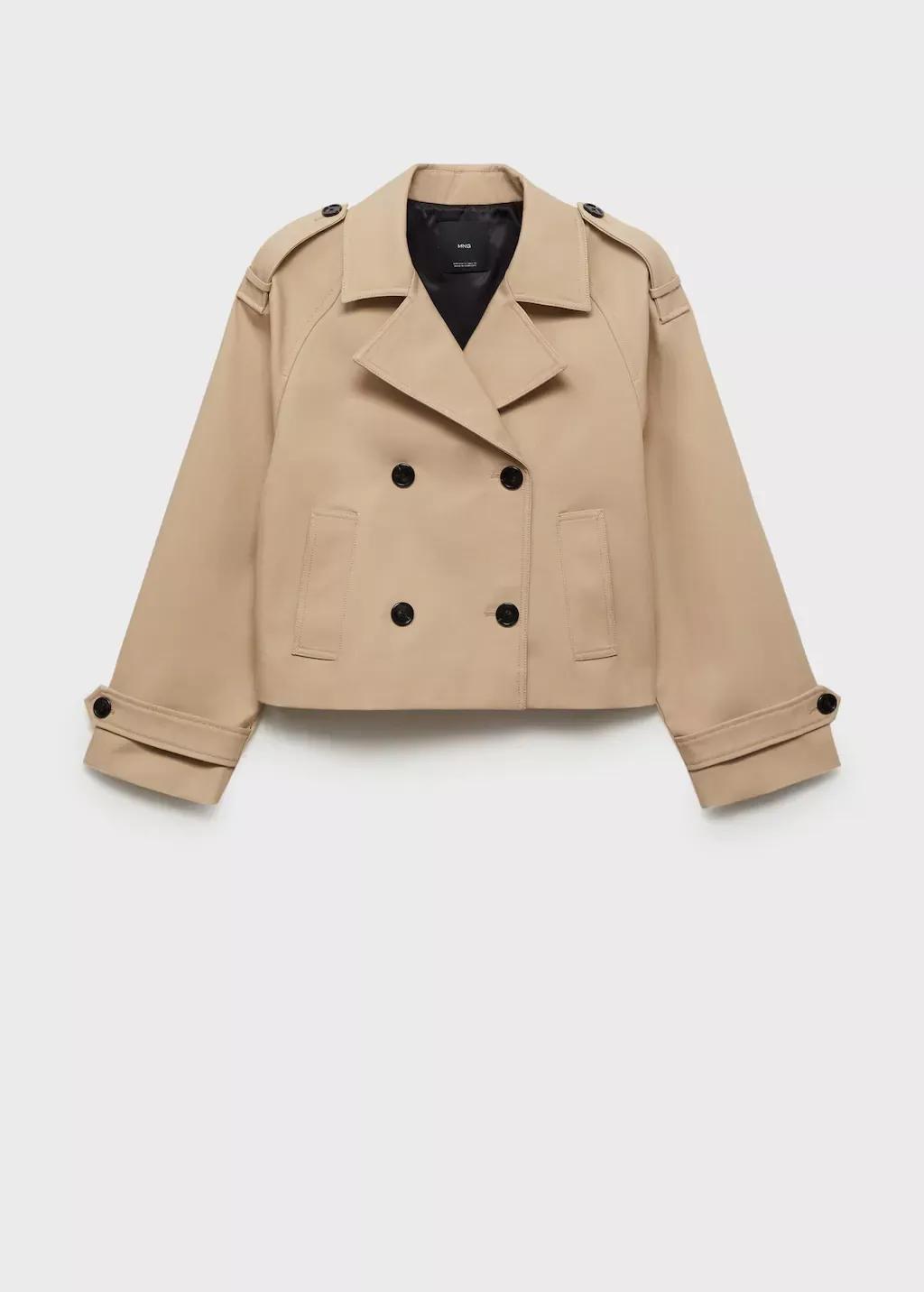 Brown Double-Breasted Jacket With Lapels, , large image number 4