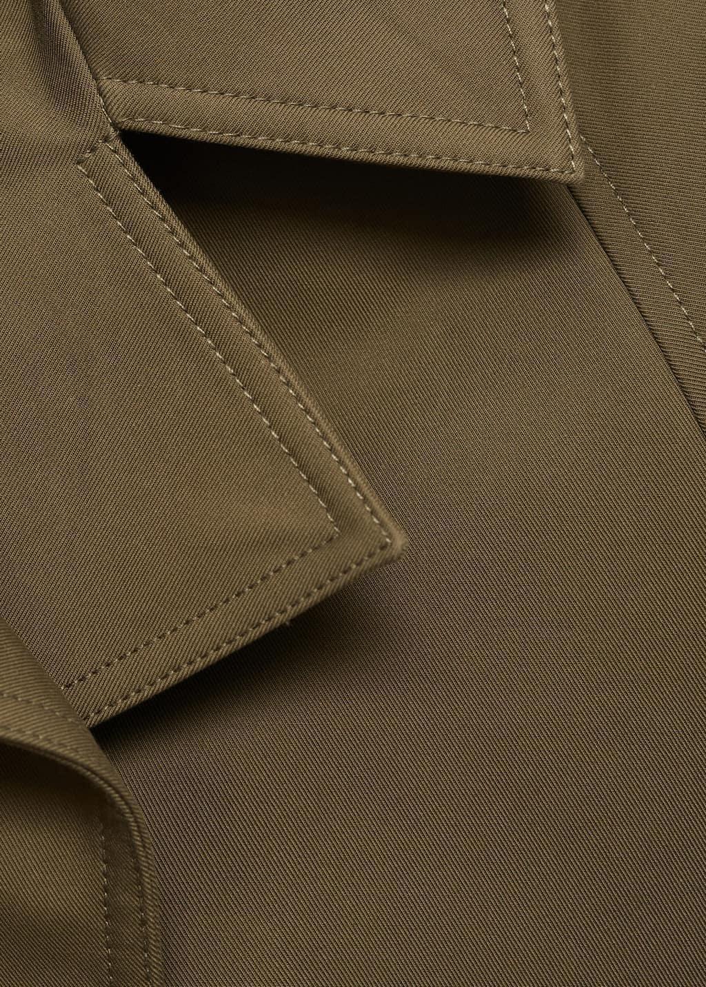 Khaki Double-Breasted Jacket With Lapels, , large image number 5