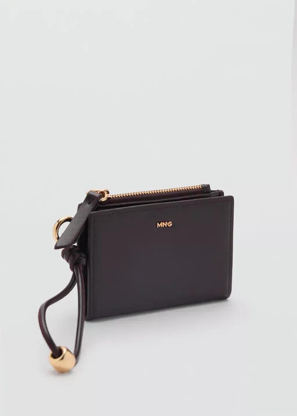 Brown Faux Leather Wallet With Zipper, Dark Brown, large image number 0