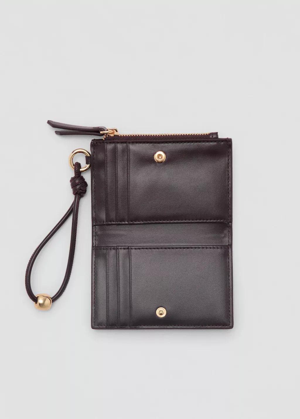 Brown Faux Leather Wallet With Zipper, Dark Brown, large image number 1