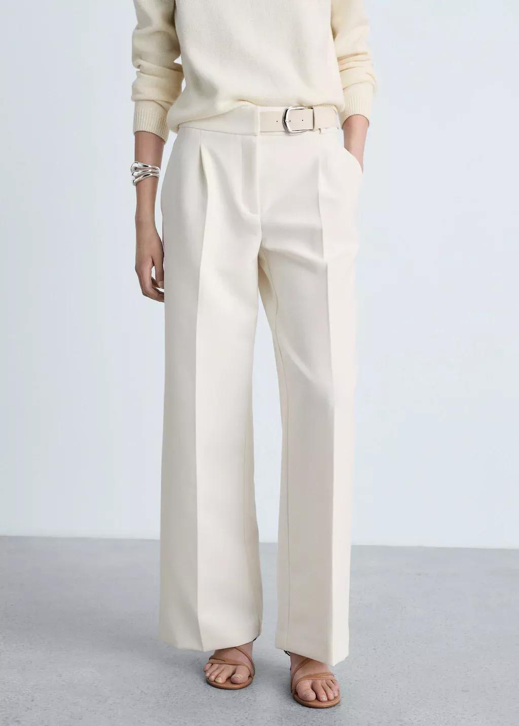 Beige Plain Formal Trousers, , large image number 0