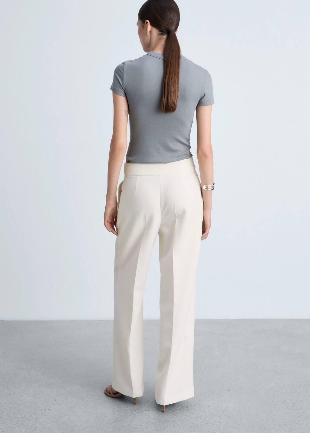 Beige Plain Formal Trousers, , large image number 5