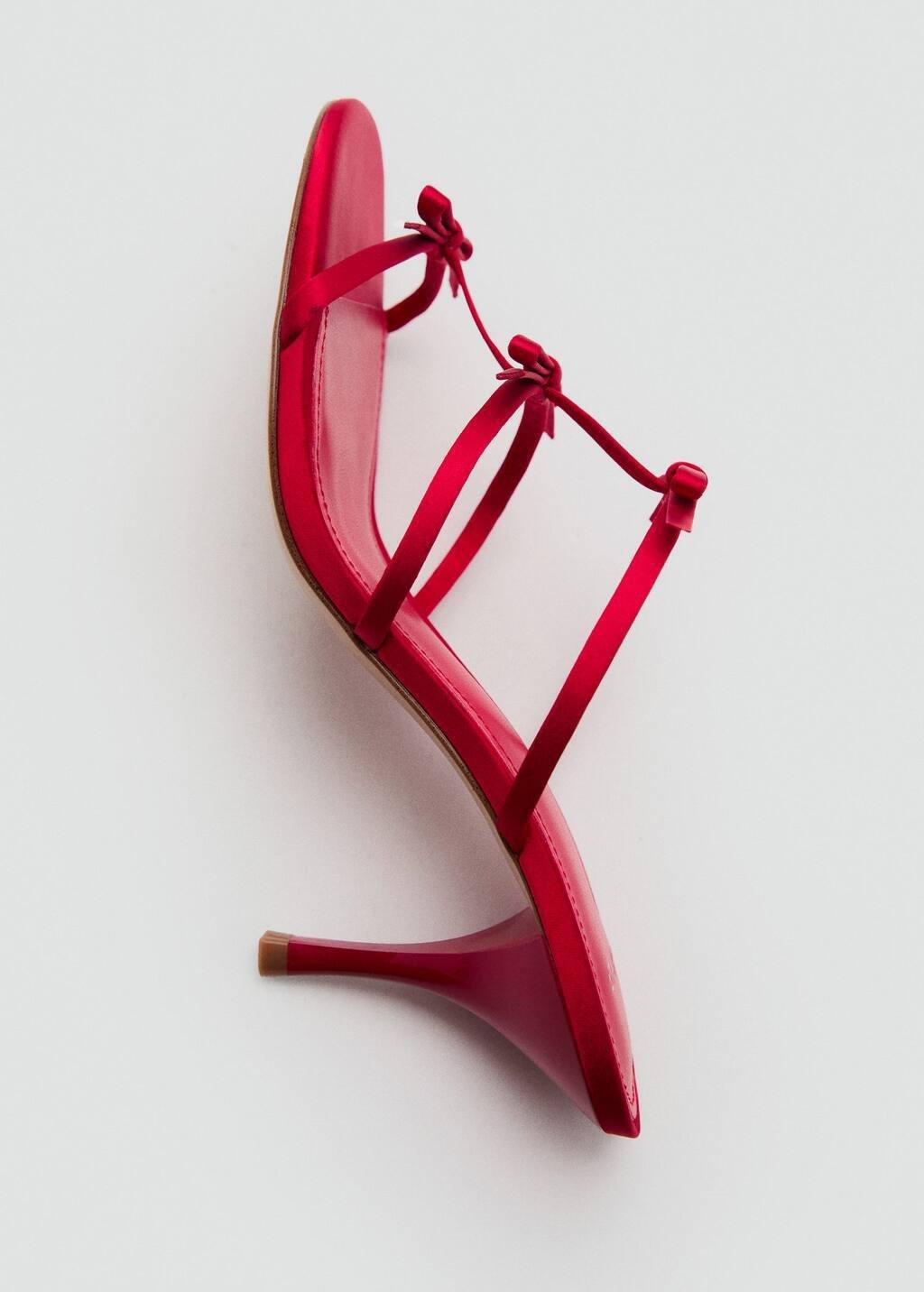 Red Strappy Heeled Sandals With Bow Detail, , large image number 1