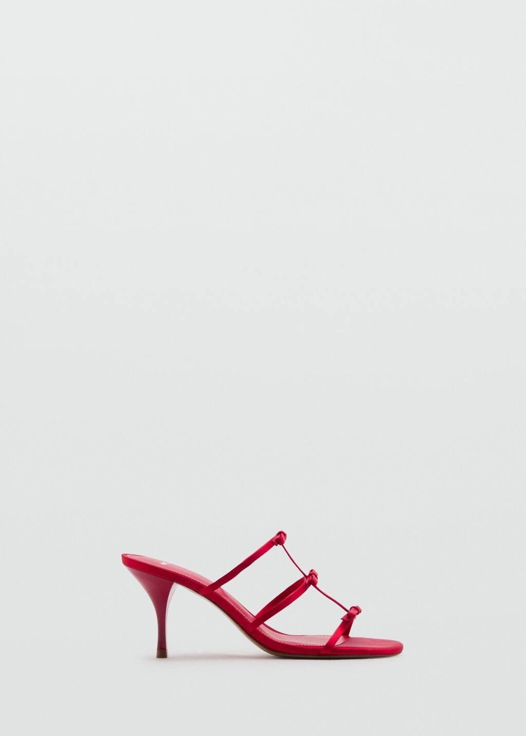 Red Strappy Heeled Sandals With Bow Detail, , large image number 3
