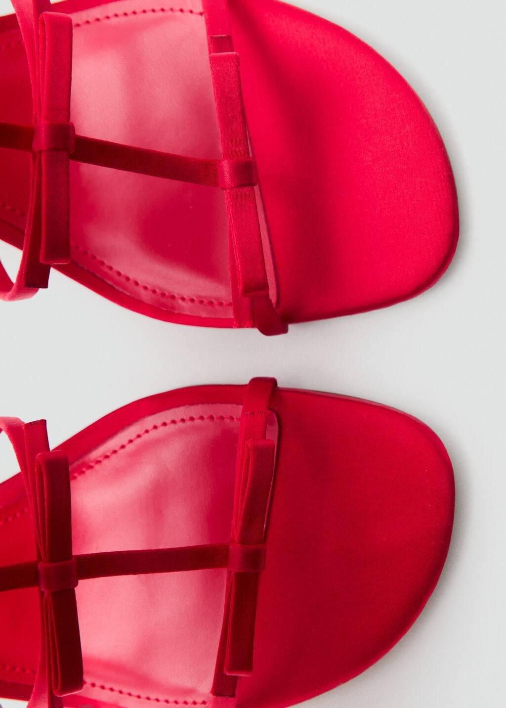 Red Strappy Heeled Sandals With Bow Detail, , large image number 4