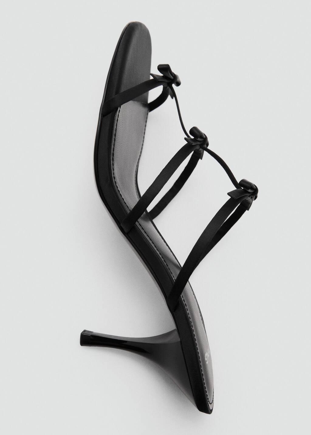 Black Strappy Heeled Sandals With Bow Detail, , large image number 1