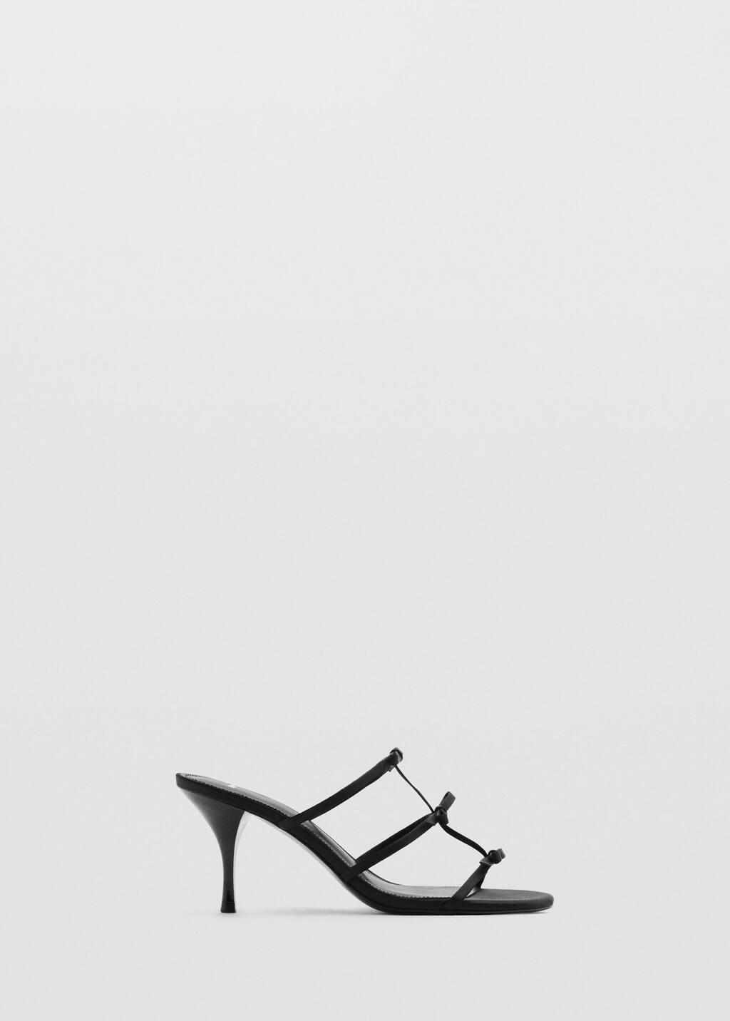 Black Strappy Heeled Sandals With Bow Detail, , large image number 3