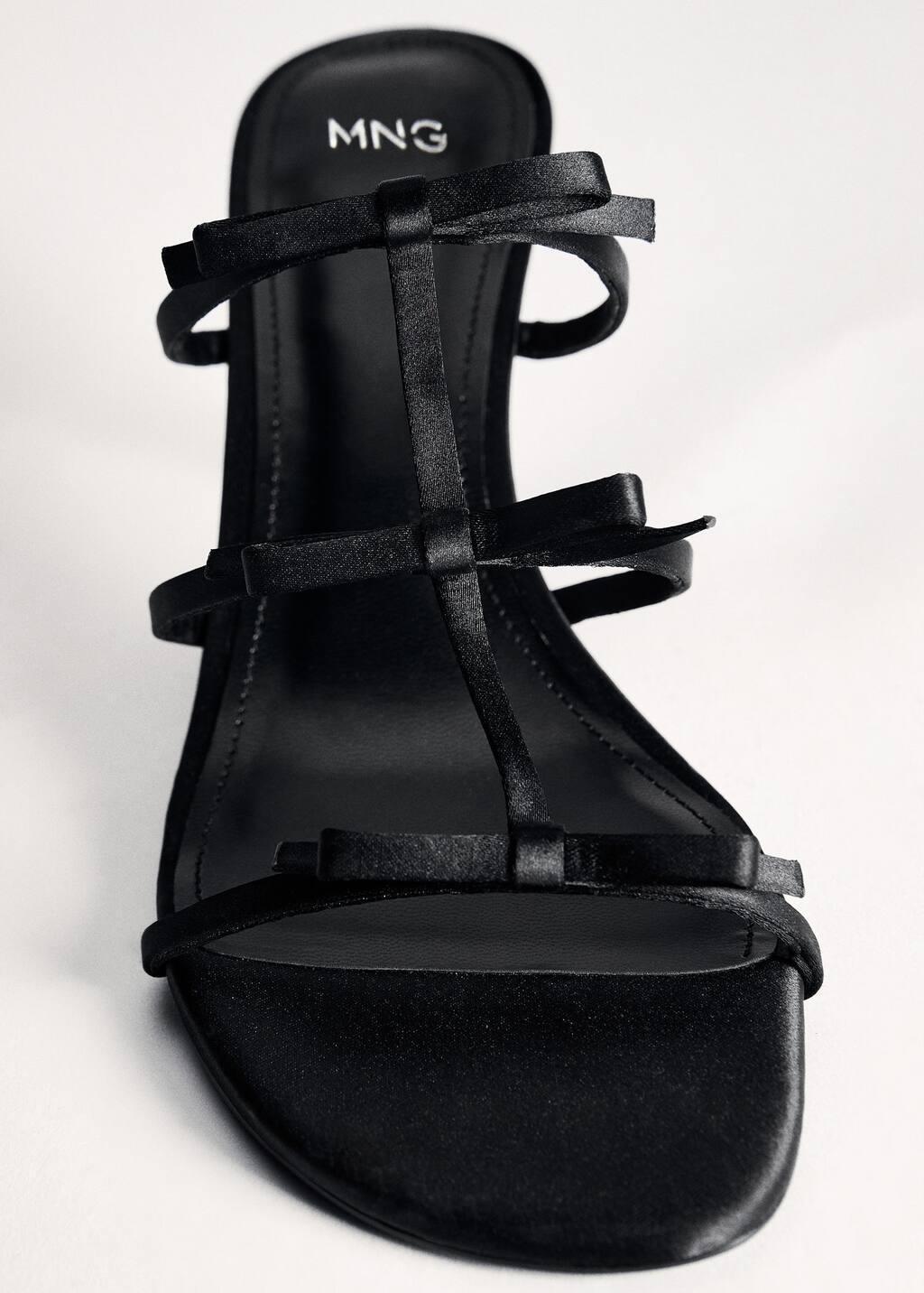 Black Strappy Heeled Sandals With Bow Detail, , large image number 5