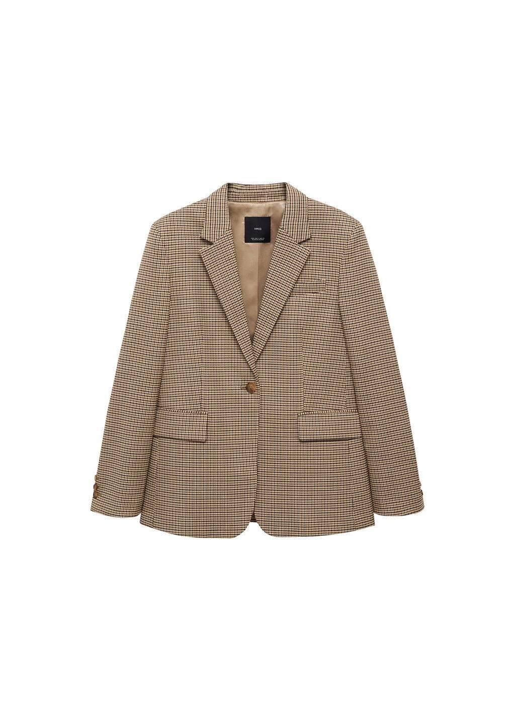 Brown Straight-Fit Micro-Houndstooth Jacket, , large image number 2