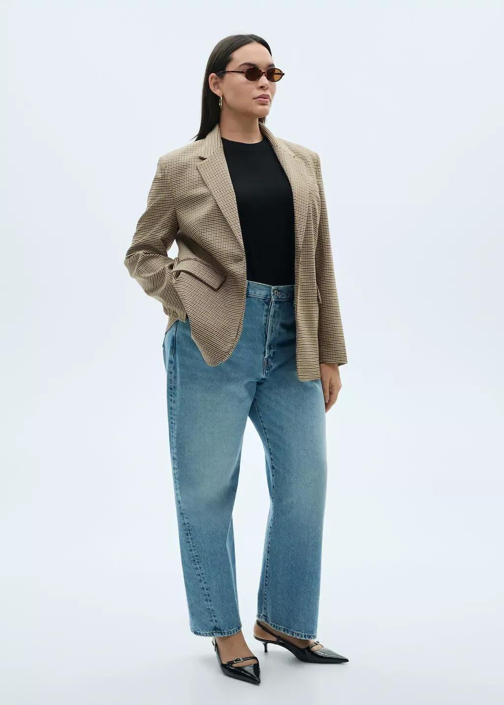 Brown Checked Single Breasted Blazer, , large image number 3