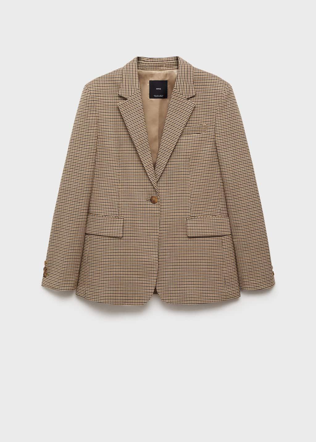 Brown Straight-Fit Micro-Houndstooth Jacket, , large image number 4