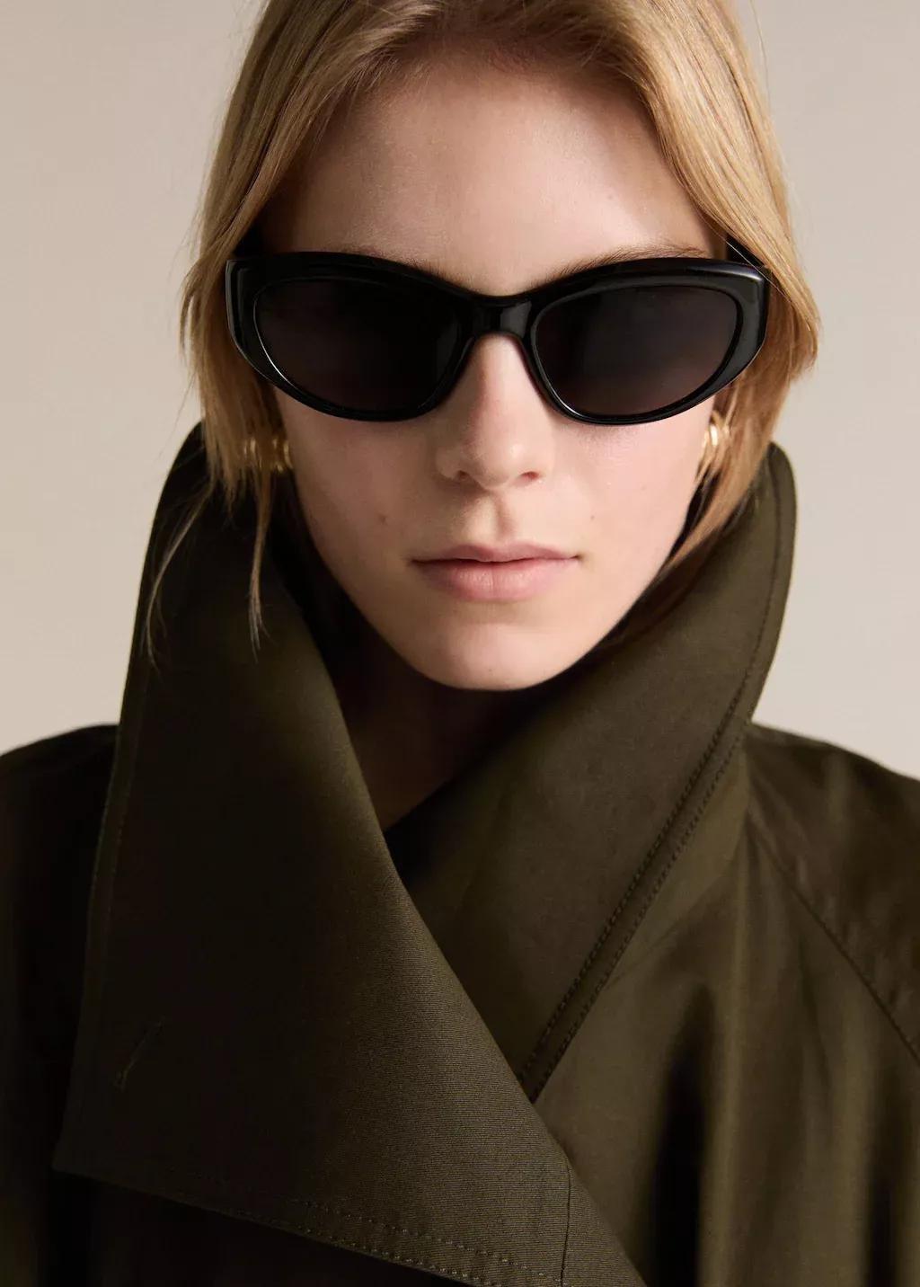 Khaki Long Double-Breasted Trench Coat, , large image number 1