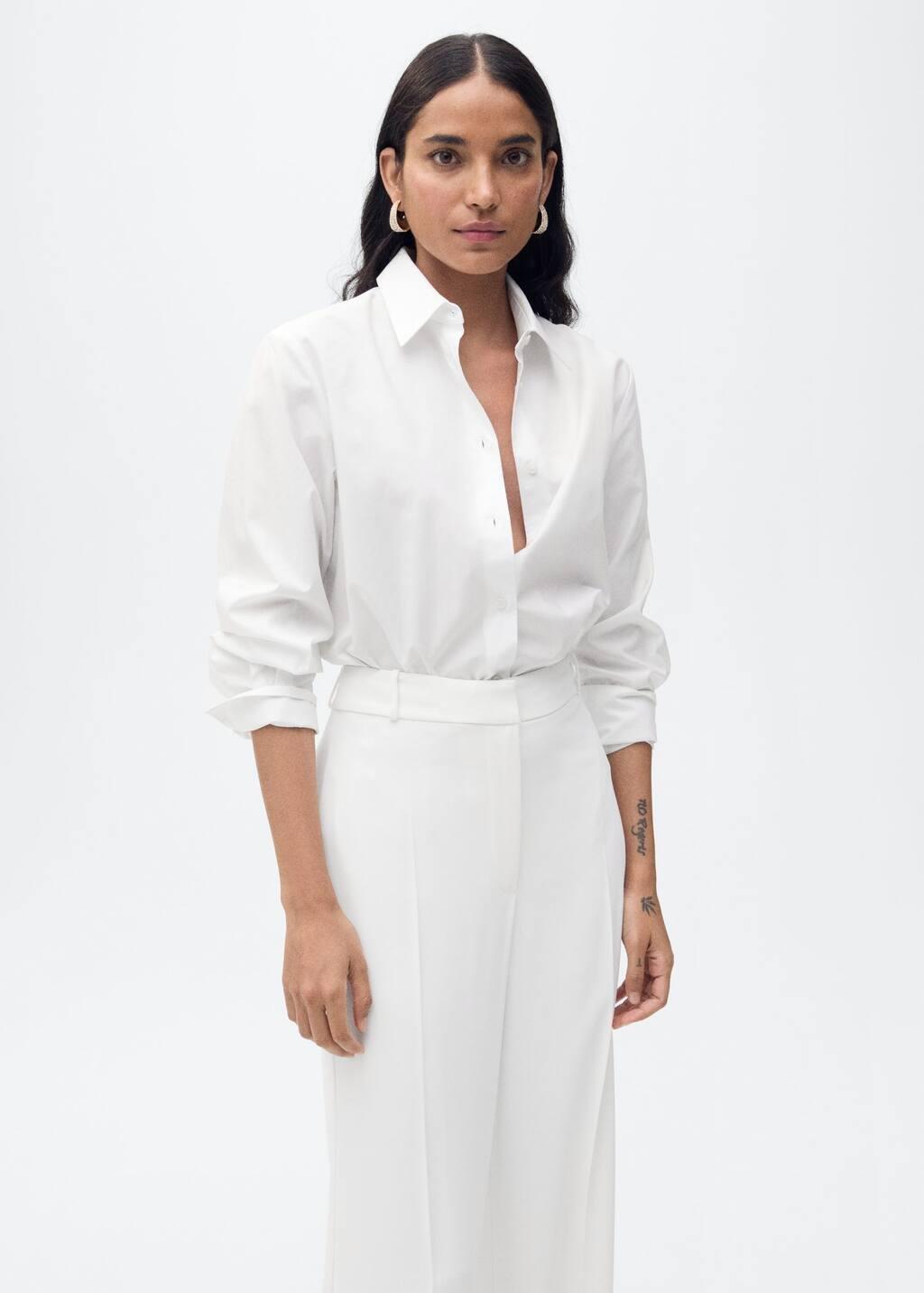 White Plain Formal Wideleg Trousers, , large image number 1