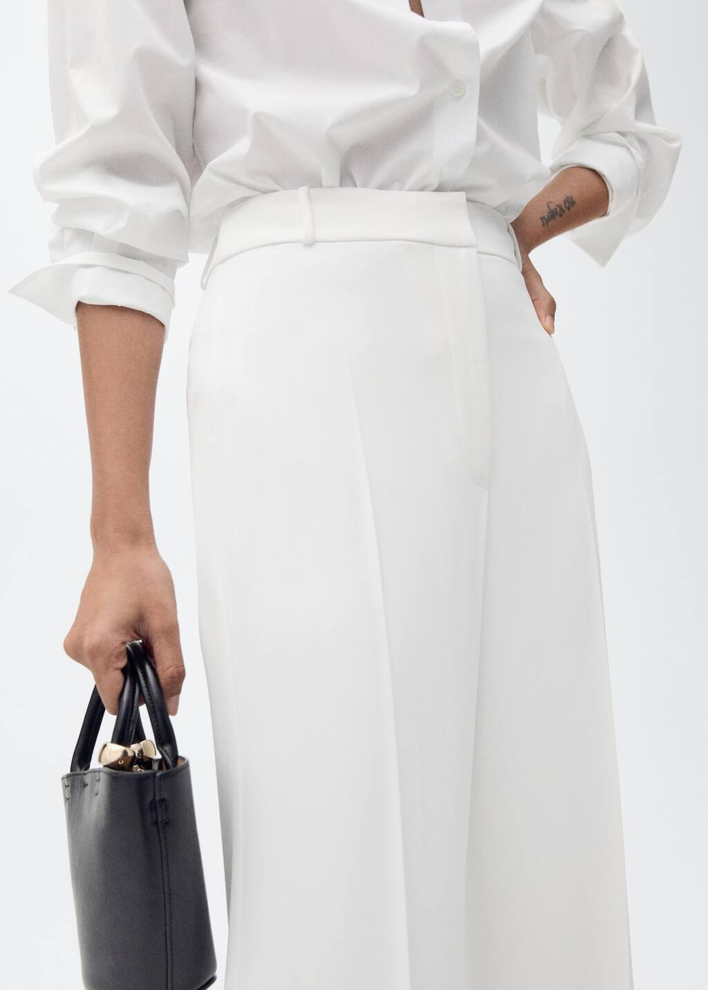 White Plain Formal Wideleg Trousers, , large image number 2