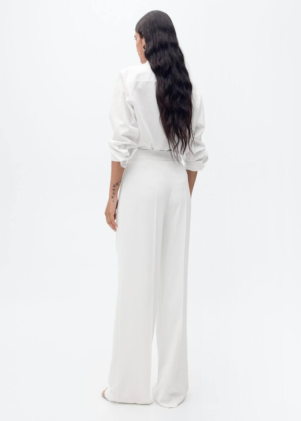 White Plain Formal Wideleg Trousers, , large image number 5