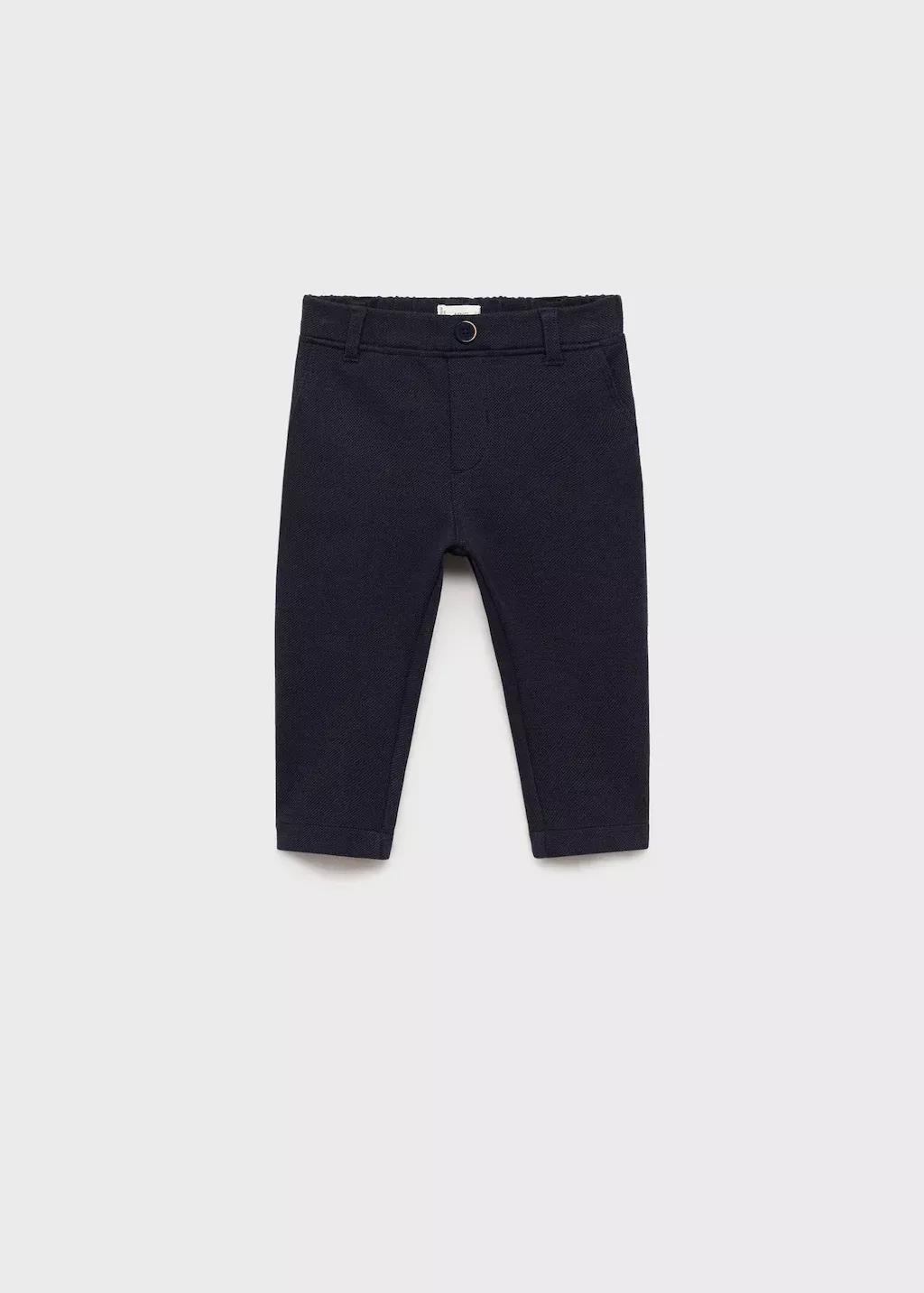 Navy Slim-fit Plain Trousers, Kids Boys, , large image number 0