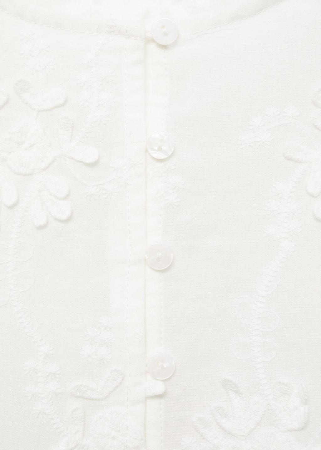White Embroidered Cropped Blouse, , large image number 2