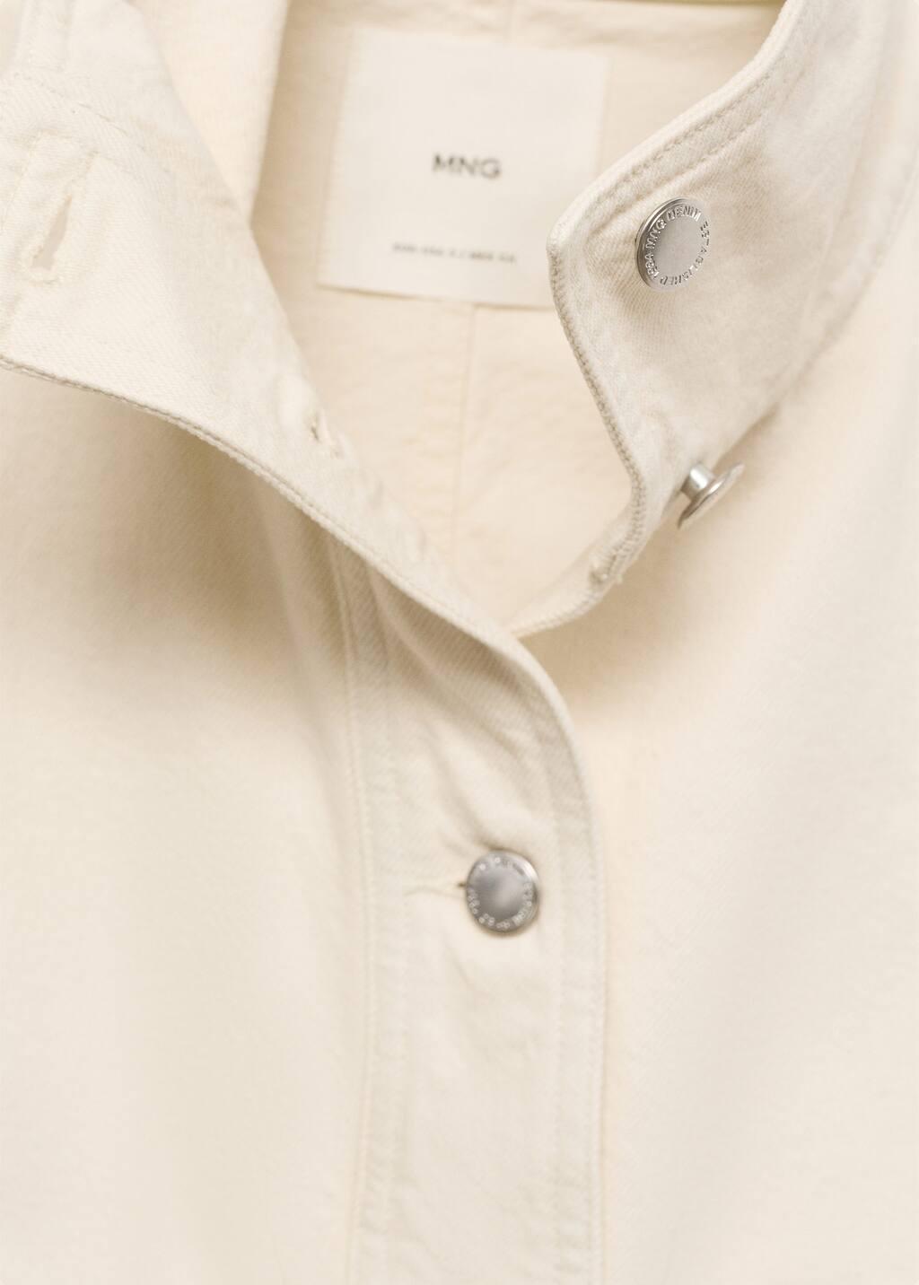 White Cotton Jacket With High Collar And Pockets, , large image number 4