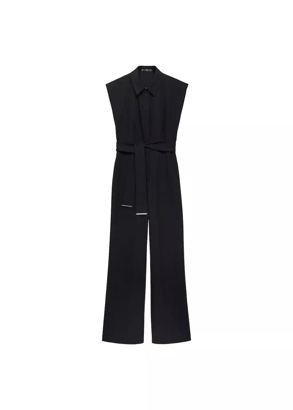 Black Straight-Fit Jumpsuit With Belt, , large image number 3