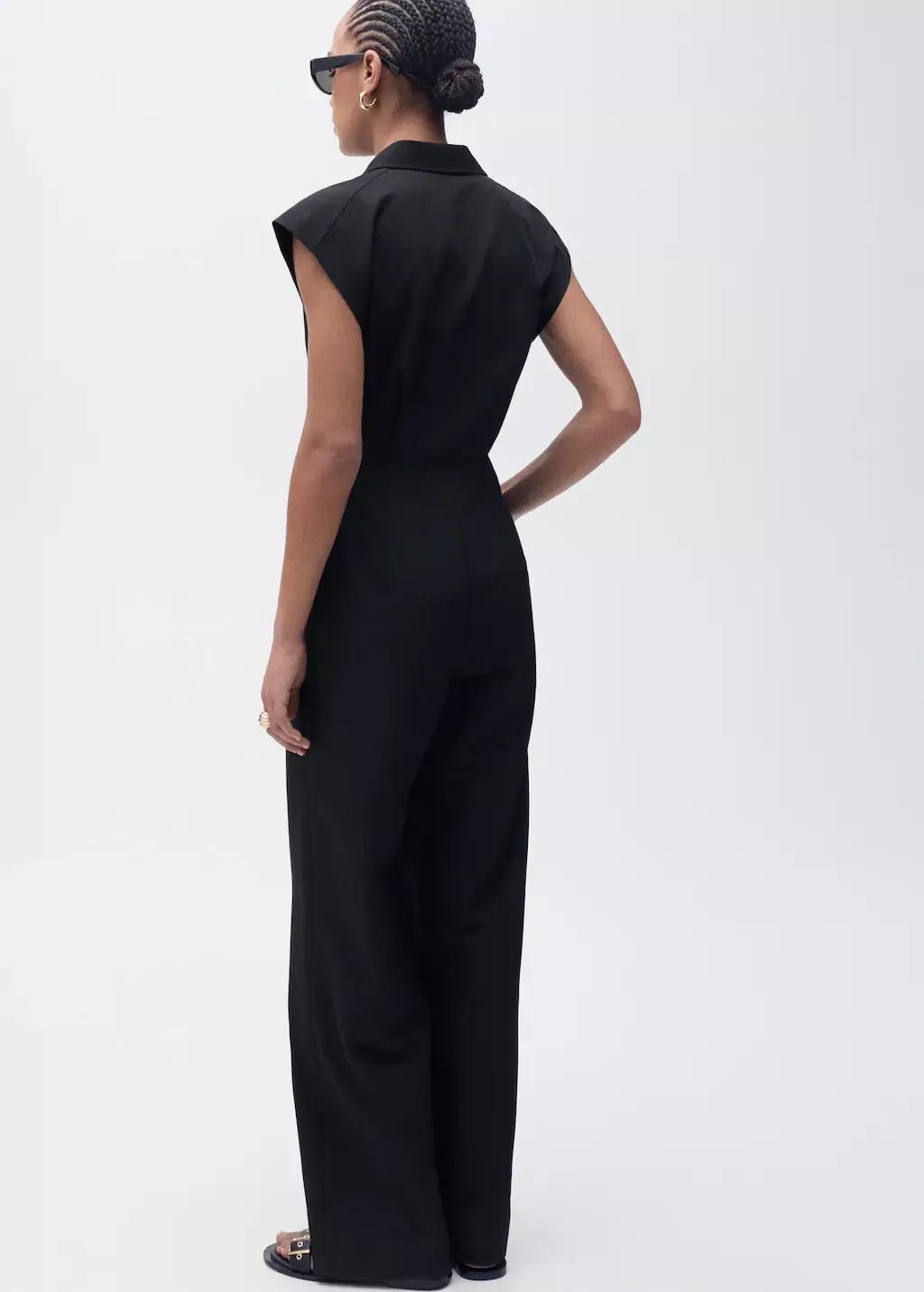Black Straight-Fit Jumpsuit With Belt, , large image number 7