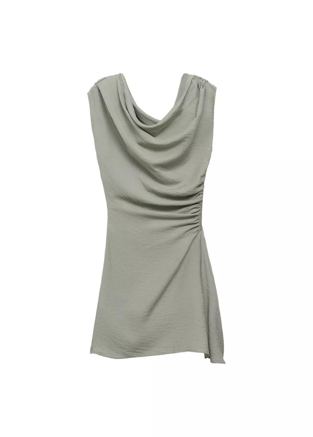 Blue Asymmetrical Draped Short Dress, , large image number 3
