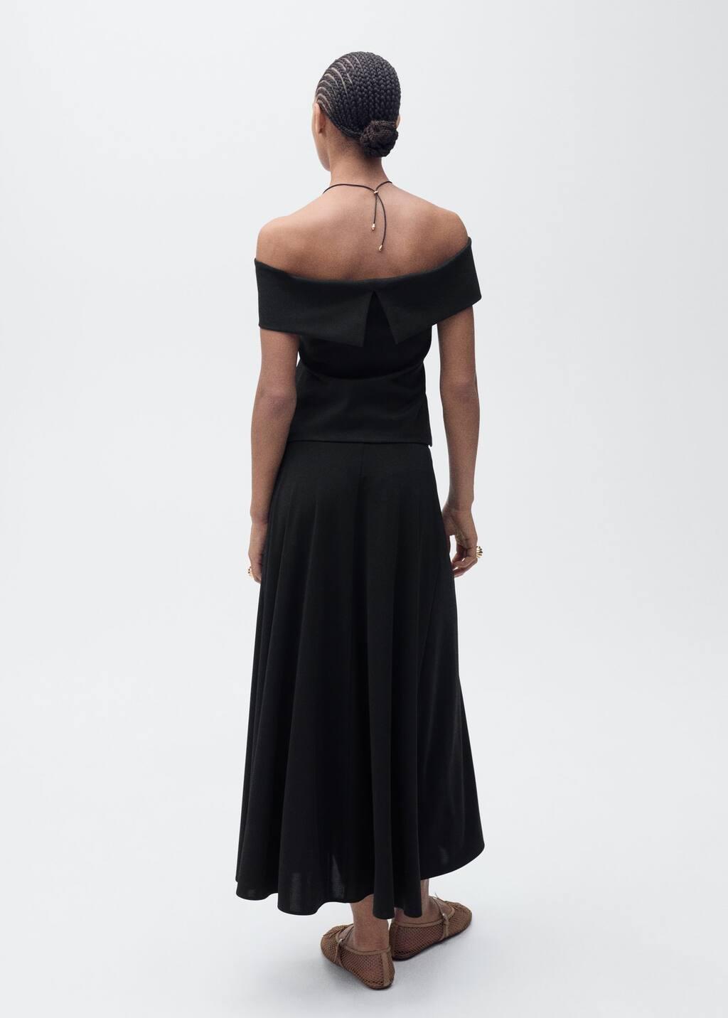 Black Plain A Line Maxi Skirt, , large image number 4